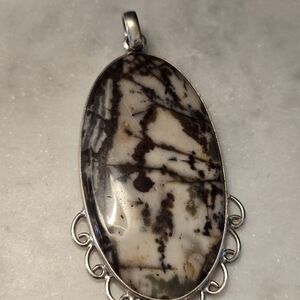 Large, Natural Wild Horse Pendant Set In Sterling Silver